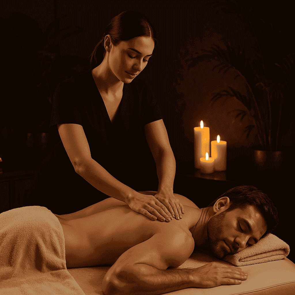 homme masser sur tablenu